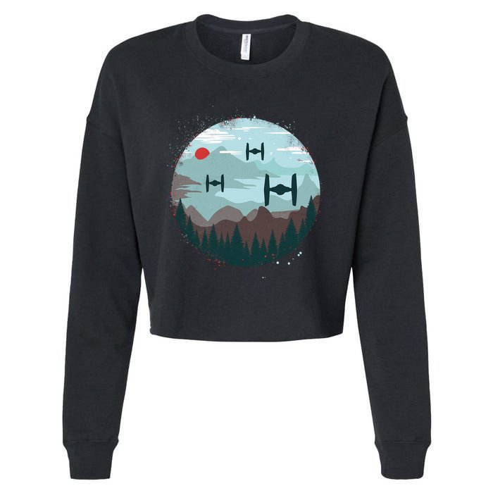 Retro Scifi Space Ships Cropped Pullover Crew