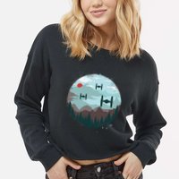 Retro Scifi Space Ships Cropped Pullover Crew