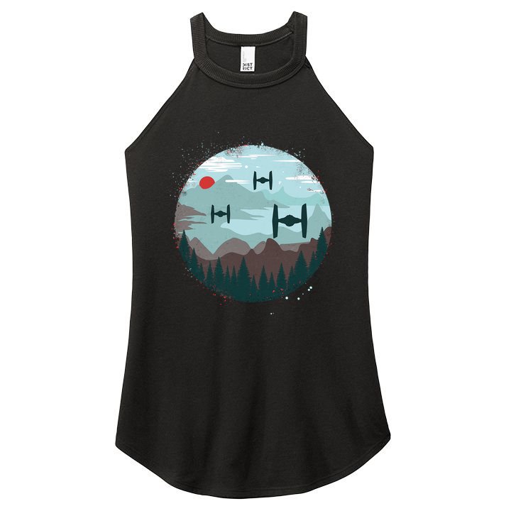 Retro Scifi Space Ships Women's Perfect Tri Rocker Tank