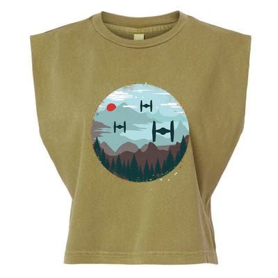 Retro Scifi Space Ships Garment-Dyed Women's Muscle Tee