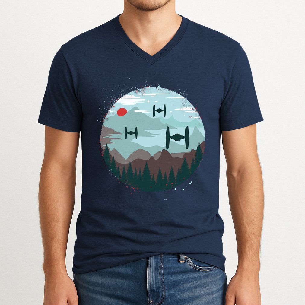 Retro Scifi Space Ships V-Neck T-Shirt