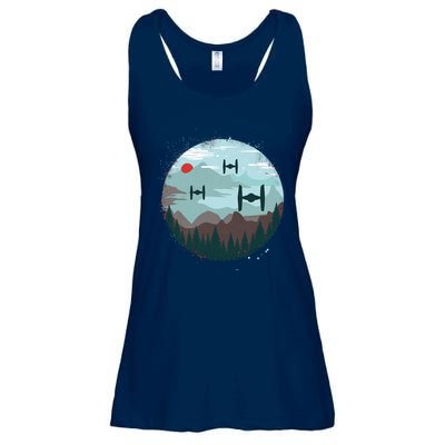 Retro Scifi Space Ships Ladies Essential Flowy Tank