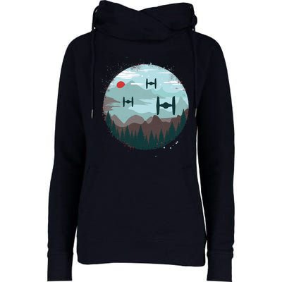 Retro Scifi Space Ships Womens Funnel Neck Pullover Hood