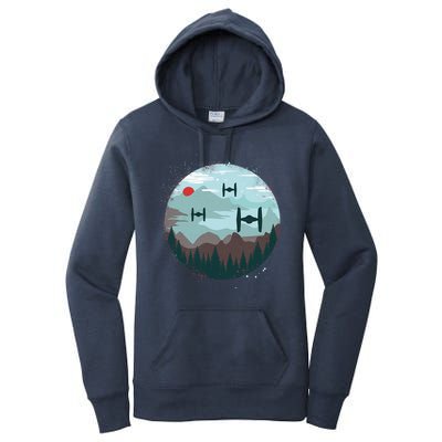 Retro Scifi Space Ships Women's Pullover Hoodie