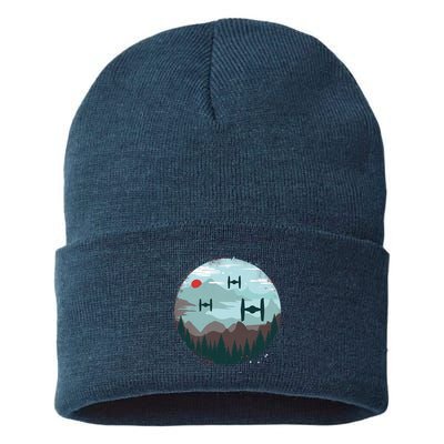 Retro Scifi Space Ships Sustainable Knit Beanie