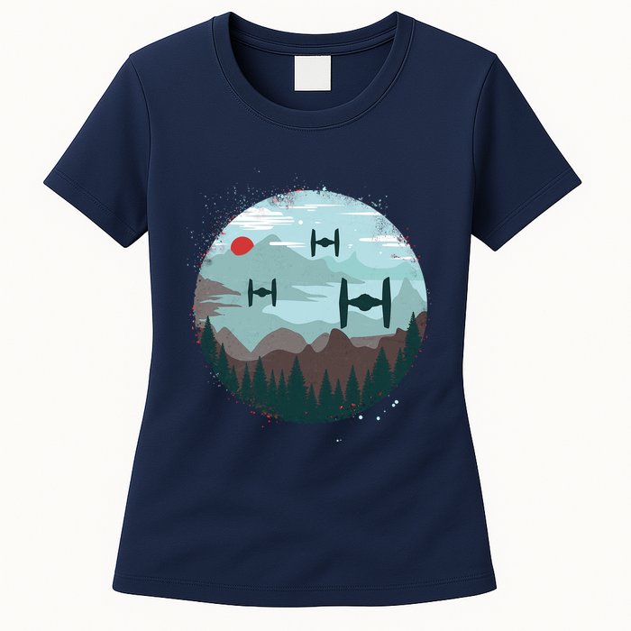 Retro Scifi Space Ships Womens T-Shirt