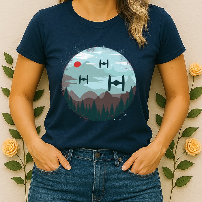 Retro Scifi Space Ships Womens T-Shirt