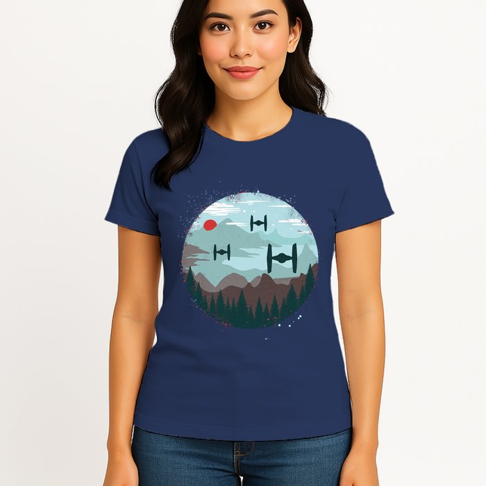 Retro Scifi Space Ships Womens T-Shirt