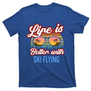 Retro Sunset Slogan / Life Is Better With Ski Flying! Gift T-Shirt