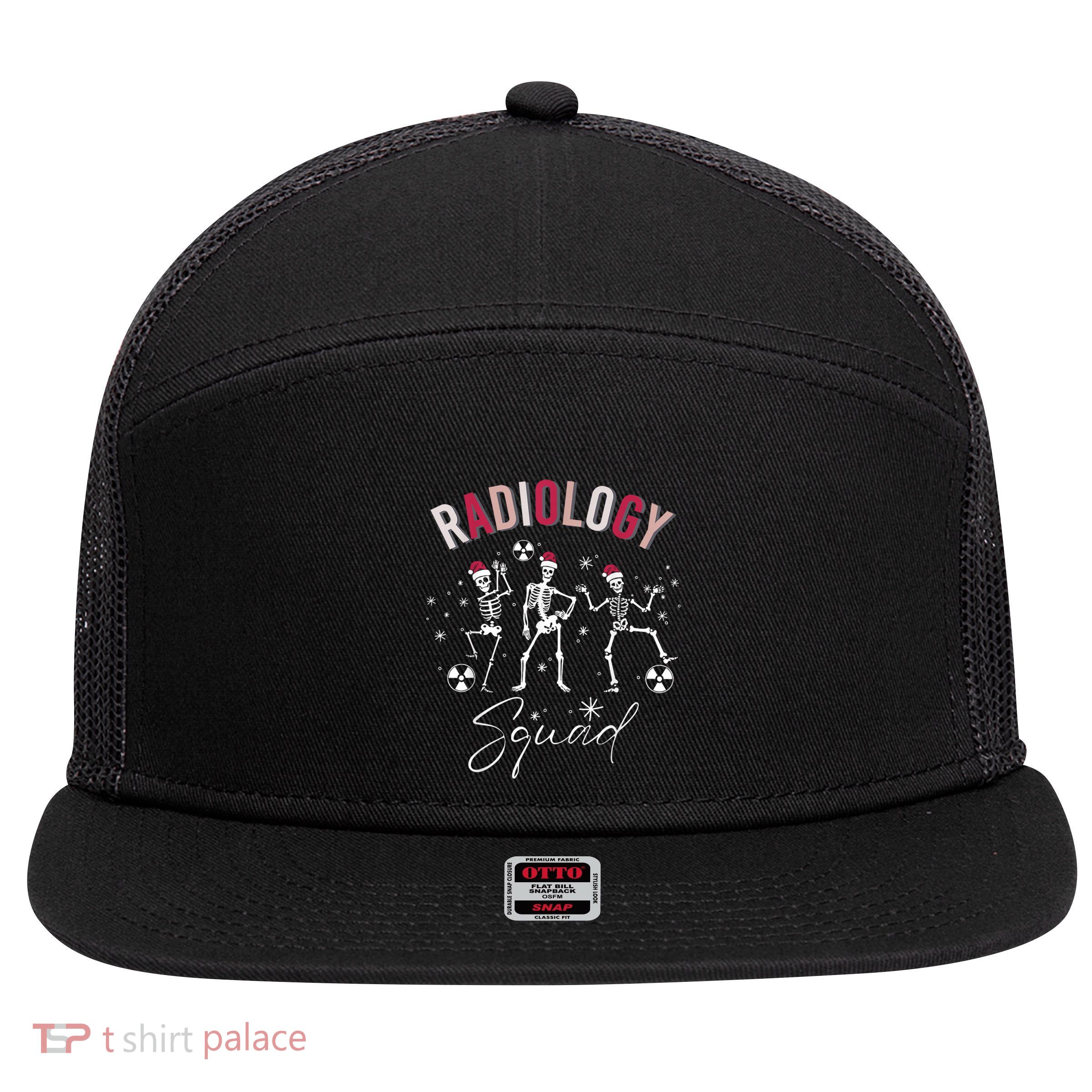 Radiology Squad Skeleton Christmas Radiologist Xray Tech Gift 7 Panel Mesh Trucker Snapback Hat