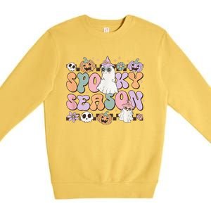 Retro Spooky Season Halloween Ghost Graphic Tee Gift Premium Crewneck Sweatshirt