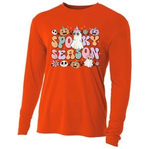 Retro Spooky Season Halloween Ghost Graphic Tee Gift Cooling Performance Long Sleeve Crew