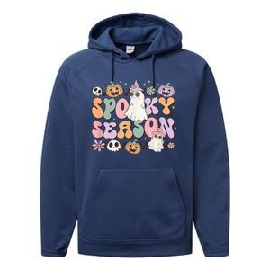 Retro Spooky Season Halloween Ghost Graphic Tee Gift Performance Fleece Hoodie