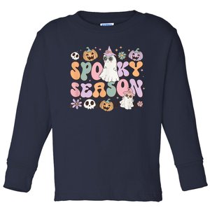 Retro Spooky Season Halloween Ghost Graphic Tee Gift Toddler Long Sleeve Shirt