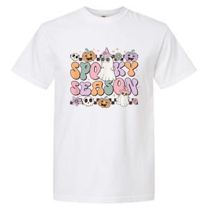 Retro Spooky Season Halloween Ghost Graphic Tee Gift Garment-Dyed Heavyweight T-Shirt