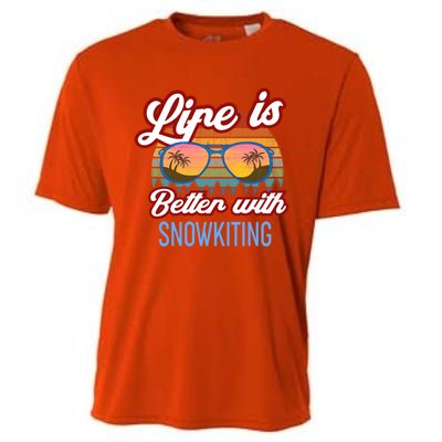 Retro Sunset Slogan / Life Is Better With Snow Kiting! Great Gift Cooling Performance Crew T-Shirt