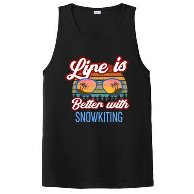 Retro Sunset Slogan / Life Is Better With Snow Kiting! Great Gift PosiCharge Competitor Tank