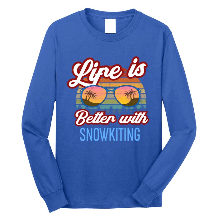 Retro Sunset Slogan / Life Is Better With Snow Kiting! Great Gift Long Sleeve Shirt