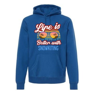 Retro Sunset Slogan / Life Is Better With Snow Kiting! Great Gift Premium Hoodie