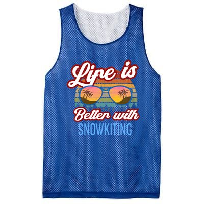 Retro Sunset Slogan / Life Is Better With Snow Kiting! Great Gift Mesh Reversible Basketball Jersey Tank