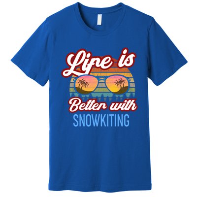 Retro Sunset Slogan / Life Is Better With Snow Kiting! Great Gift Premium T-Shirt