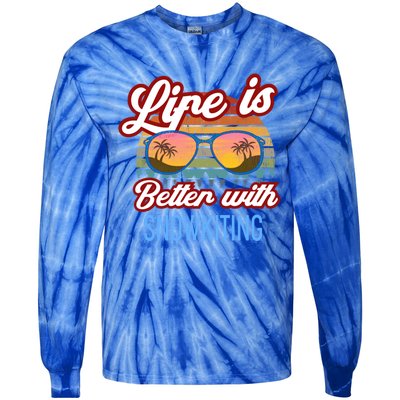 Retro Sunset Slogan / Life Is Better With Snow Kiting! Great Gift Tie-Dye Long Sleeve Shirt