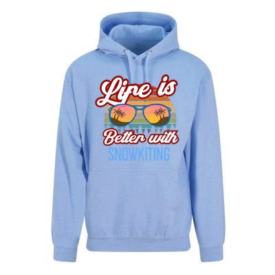 Retro Sunset Slogan / Life Is Better With Snow Kiting! Great Gift Unisex Surf Hoodie