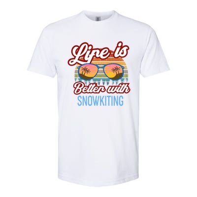 Retro Sunset Slogan / Life Is Better With Snow Kiting! Great Gift Softstyle CVC T-Shirt