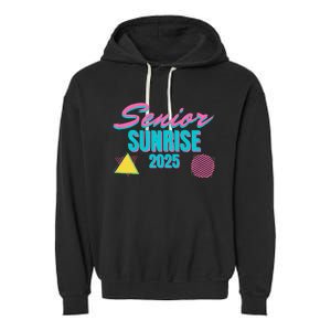 Retro Senior Sunrise 2025 High School 12th Twelfth Grade Garment-Dyed Fleece Hoodie