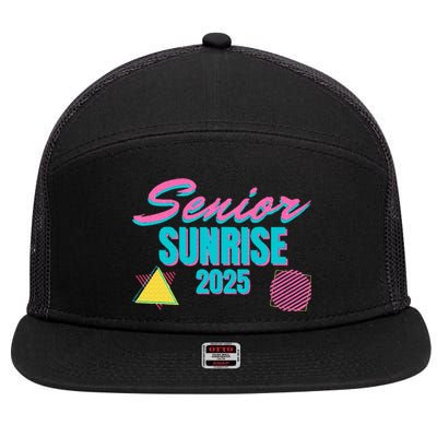 Retro Senior Sunrise 2025 High School 12th Twelfth Grade 7 Panel Mesh Trucker Snapback Hat