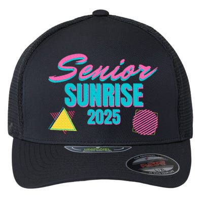 Retro Senior Sunrise 2025 High School 12th Twelfth Grade Flexfit Unipanel Trucker Cap