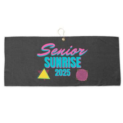 Retro Senior Sunrise 2025 High School 12th Twelfth Grade Large Microfiber Waffle Golf Towel