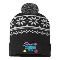 Retro Senior Sunrise 2025 High School 12th Twelfth Grade USA-Made Snowflake Beanie