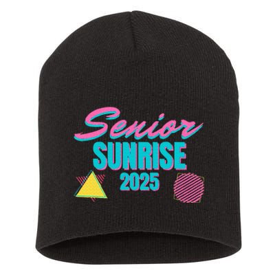 Retro Senior Sunrise 2025 High School 12th Twelfth Grade Short Acrylic Beanie