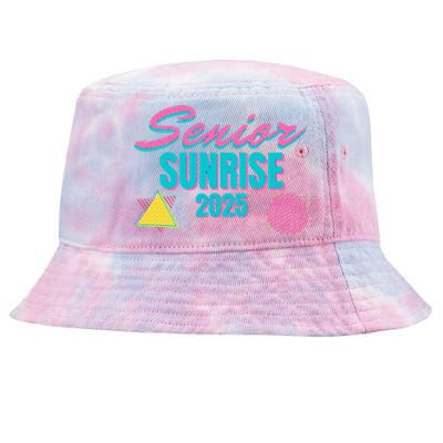 Retro Senior Sunrise 2025 High School 12th Twelfth Grade Tie-Dyed Bucket Hat