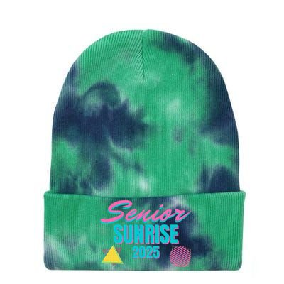 Retro Senior Sunrise 2025 High School 12th Twelfth Grade Tie Dye 12in Knit Beanie