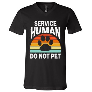 Retro Sunset Service Human Do Not Pet Emotional Support Human Dog Lover V-Neck T-Shirt