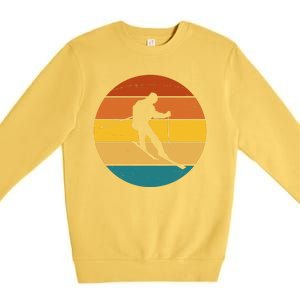 Retro Sunset Ski Lover Gift Premium Crewneck Sweatshirt