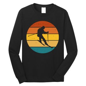 Retro Sunset Ski Lover Gift Long Sleeve Shirt