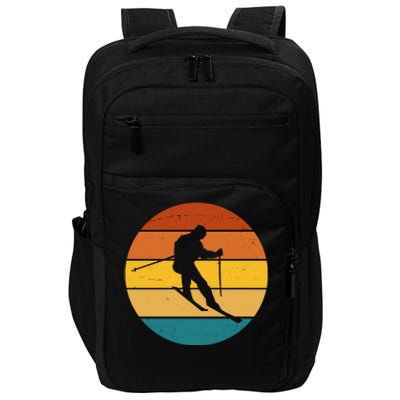 Retro Sunset Ski Lover Gift Impact Tech Backpack