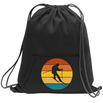 Retro Sunset Ski Lover Gift Sweatshirt Cinch Pack Bag