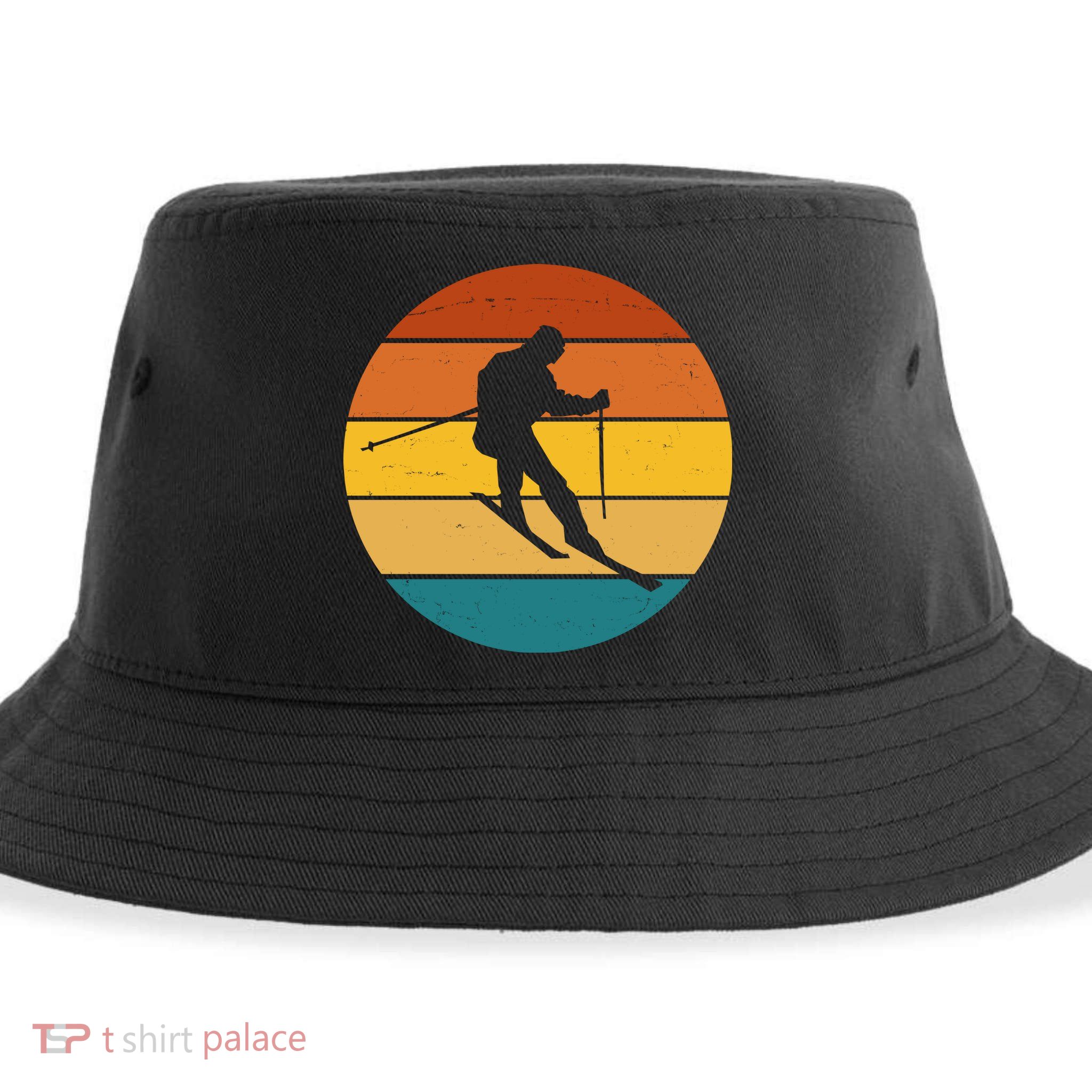 Retro Sunset Ski Lover Gift Sustainable Bucket Hat