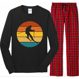 Retro Sunset Ski Lover Gift Long Sleeve Pajama Set