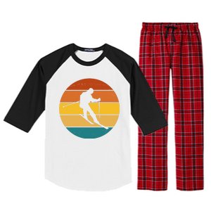 Retro Sunset Ski Lover Gift Raglan Sleeve Pajama Set