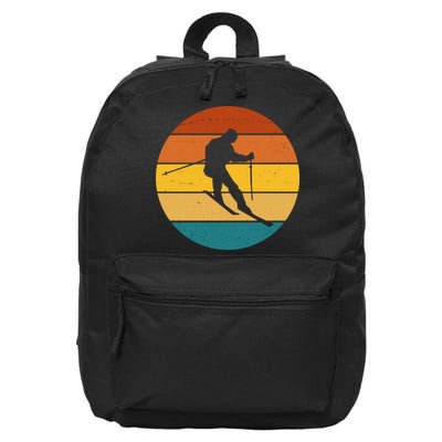Retro Sunset Ski Lover Gift 16 in Basic Backpack