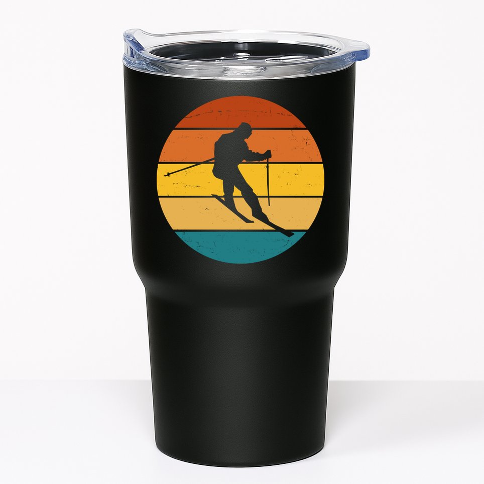 Retro Sunset Ski Lover Gift Tumbler