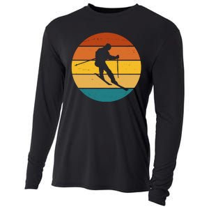 Retro Sunset Ski Lover Gift Cooling Performance Long Sleeve Crew