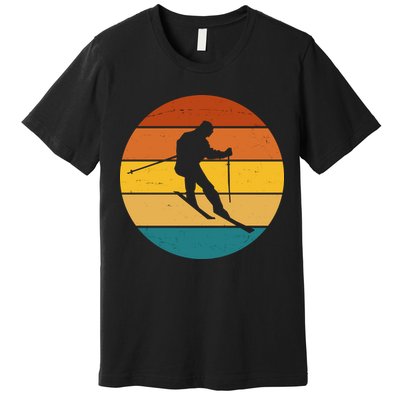 Retro Sunset Ski Lover Gift Premium T-Shirt