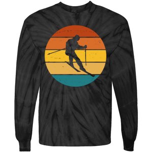 Retro Sunset Ski Lover Gift Tie-Dye Long Sleeve Shirt