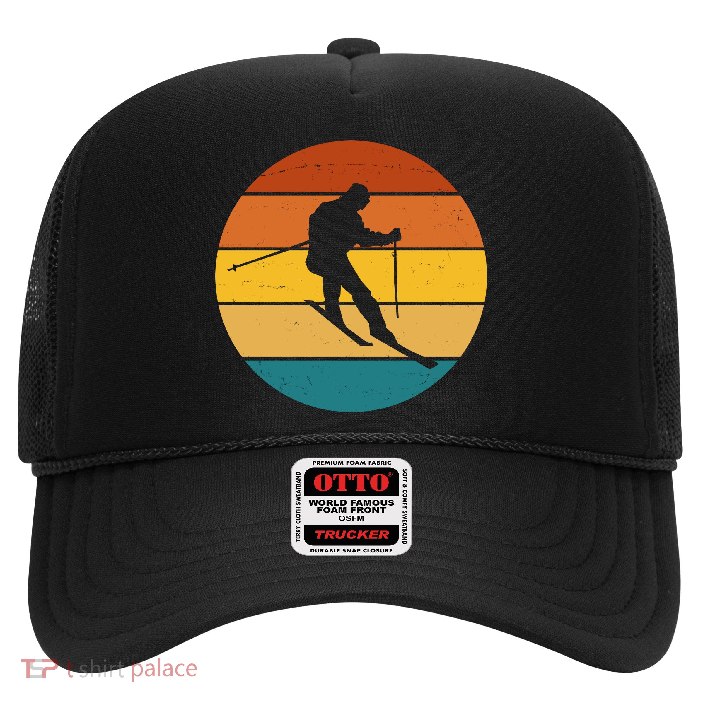Retro Sunset Ski Lover Gift Trucker Hat